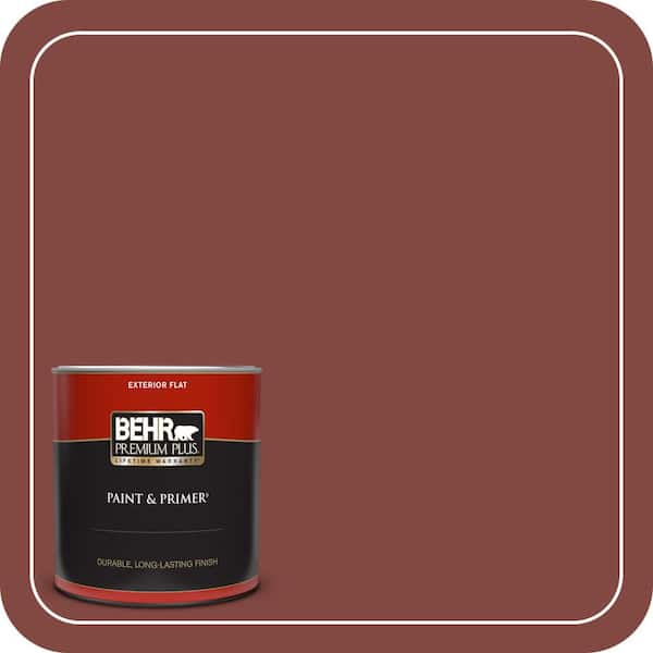 BEHR PREMIUM PLUS 1 qt. #S140-7 Deco Red Flat Exterior Paint & Primer
