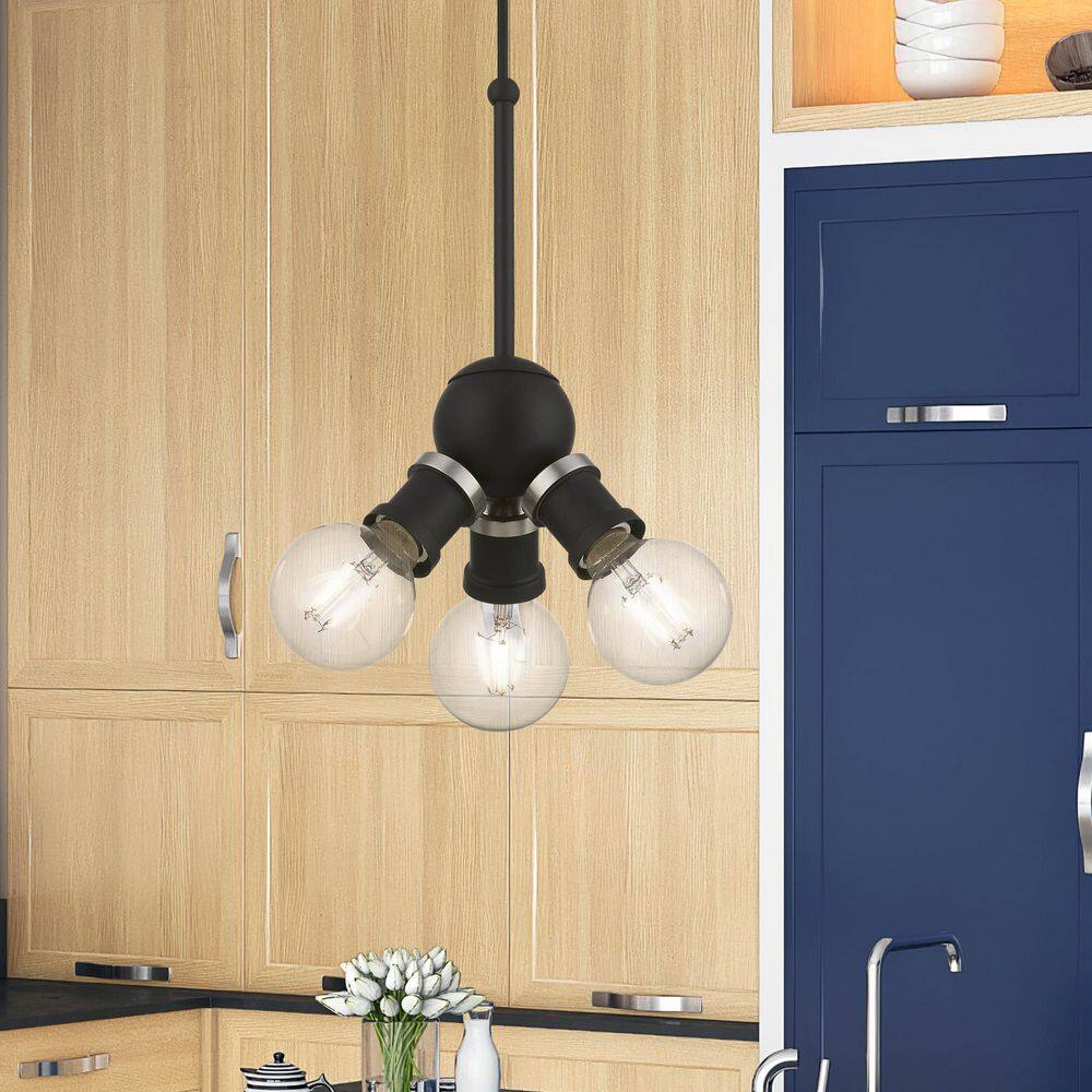Lansdale 3-Light Black and Brushed Nickel Indoor/Outdoor Pendant