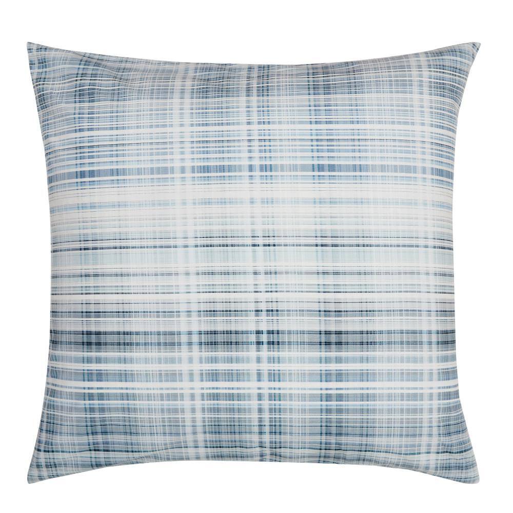 Peyton Blue Plaid Cotton Euro Sham 26 in. L X 26 in. W