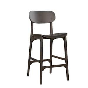 39.49 in. Gray Low Back Wood Bar Stool with Wooden Seat