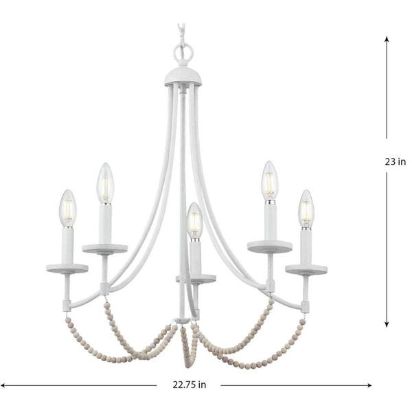 Progress Lighting Callin 22.75 in. 5-Light Cottage White Chandelier