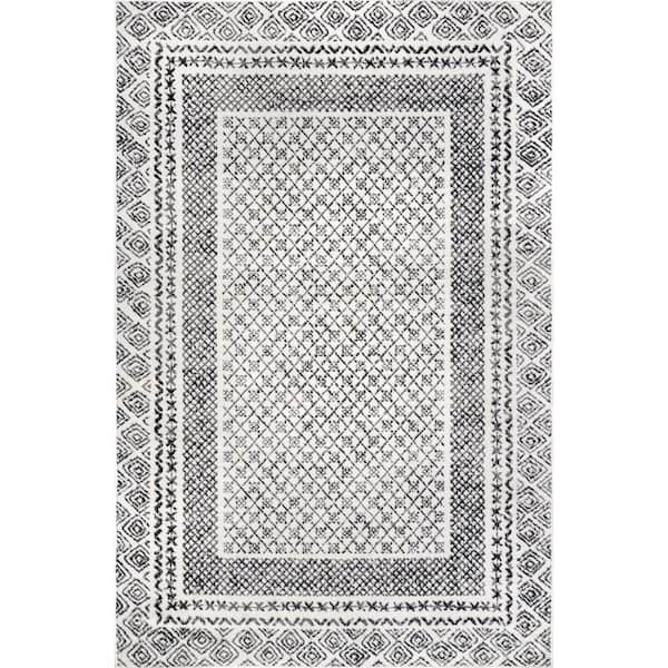 nuLOOM Arabella Contemporary Bordered Light Gray 6 ft. 7 in. x 9 ft. Indoor Area Rug