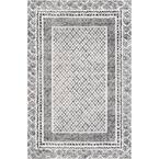 Arabella Contemporary Bordered Light Gray 8 ft. 10 in. x 12 ft. Indoor Area Rug