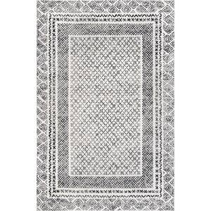 Arabella Contemporary Bordered Light Gray 8 ft. 10 in. x 12 ft. Indoor Area Rug