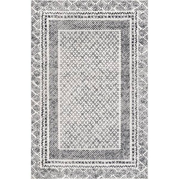 nuLOOM Arabella Contemporary Bordered Light Gray 8 ft. 10 in. x 12 ft. Indoor Area Rug