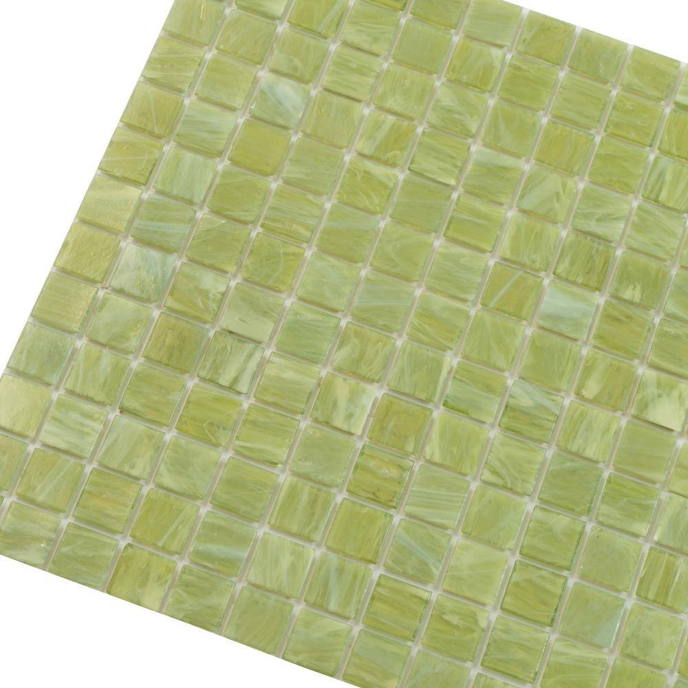 Celestial 12" x 12" Iridescent Blue Glass Mosaic Tile