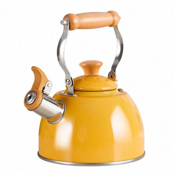 1.6 Quart Stainless Steel Stovetop Tea Kettle with Cool Touch Wooden Handle and Loud Whistle, Food Grade
