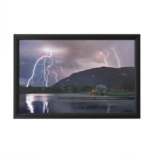 "Lightning Campground" by Mike Jones Photo Framed with LED Light Landscape Wall Art 16 in. x 24 in.