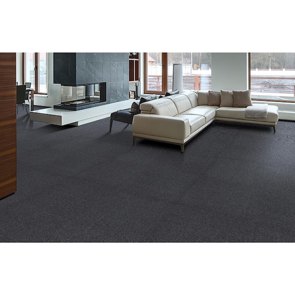 Advance - Black - Gray Commercial/Residential 24 x 24 in. Glue-Down Carpet Tile Square (96 sq. ft.)