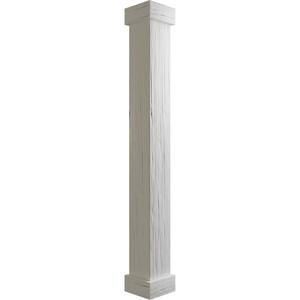 8 in. x 8 ft. River Wood Endurathane Faux Wood Non-Tapered Square Column Wrap with Standard Capital and Base