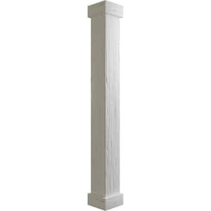 6 in. x 4 ft. River Wood Endurathane Faux Wood Non-Tapered Square Column Wrap with Standard Capital and Base