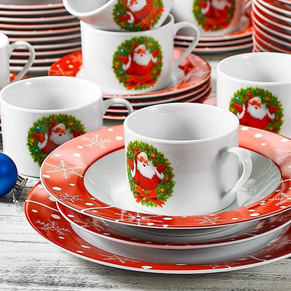 VEWEET, Series CHRISTMASTREE, 20-Piece Porcelain Dinnerware Sets