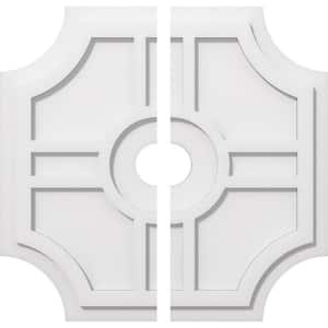 1 in. P X 7-1/4 in. C X 22 in. OD X 3 in. ID Haus Architectural Grade PVC Contemporary Ceiling Medallion, Two Piece