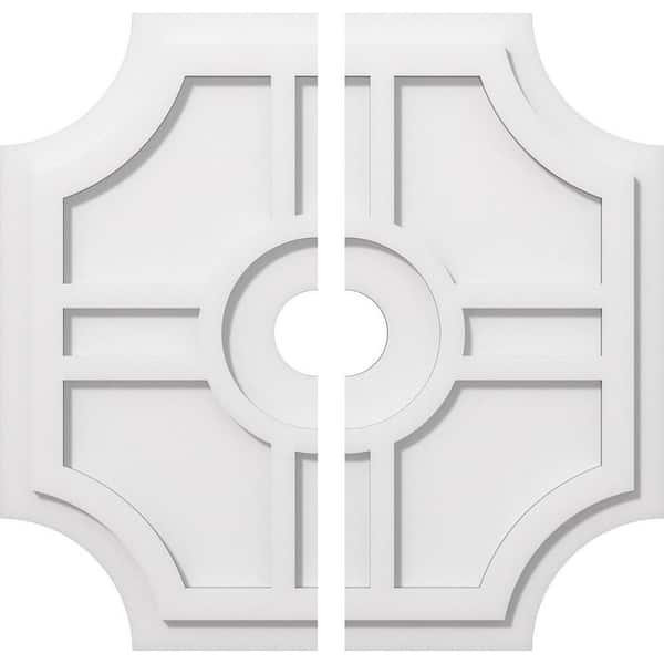 Ekena Millwork 1 in. P X 7-1/4 in. C X 22 in. OD X 3 in. ID Haus Architectural Grade PVC Contemporary Ceiling Medallion, Two Piece