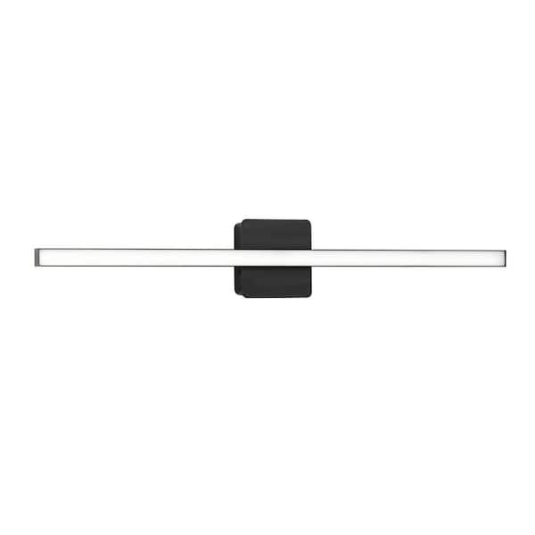 Phase 4 Collection 32 in. Matte Black Large Modern Integrated 3CCT Integrated 1-Light LED Linear Vanity Light