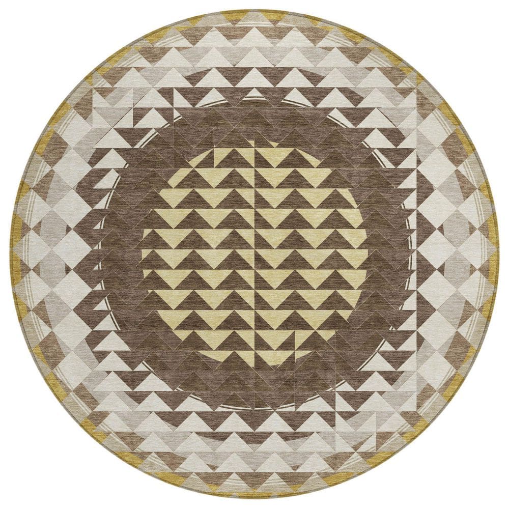 Chantille Machine Washable Indoor/Outdoor Abstract ACN2685 Chocolate 8 ft. x 8 ft. Round Rug price history on PriceWatchPro