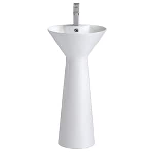 Pyramid 17.37 in. W x 17.37 in. L Modern White Ceramic Round Pedestal Sink and Basin Combo