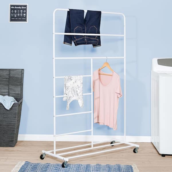 Clothes Drying Rack Rolling Collapsible Laundry Dryer Hanger Stand Rail  Shelve Wardrobe Clothing Drying Racks