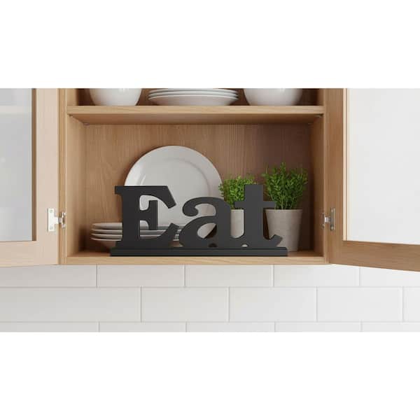 Black Freestanding Wooden Eat Sign Tabletop and Kitchen Cabinet Decor