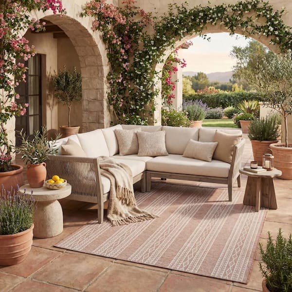 Elyssia Bohemian Natural 8 ft. x 10 ft. Outdoor Area Rug