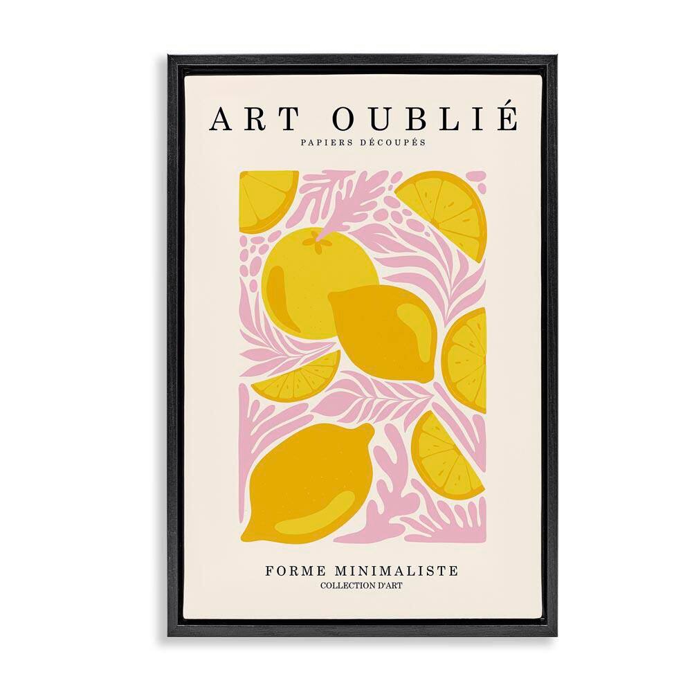 Lemons on Pink Florals by Incado Black Floater Frame Food Graphic Art Print 31 in. x 21 in. price history on PriceWatchPro