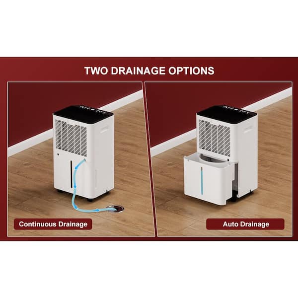 25 Pt. 1500 Sq. ft Dehumidifiers in White with Drain Hose and Water Tank, Auto or Manual Drainage for Home and Basements