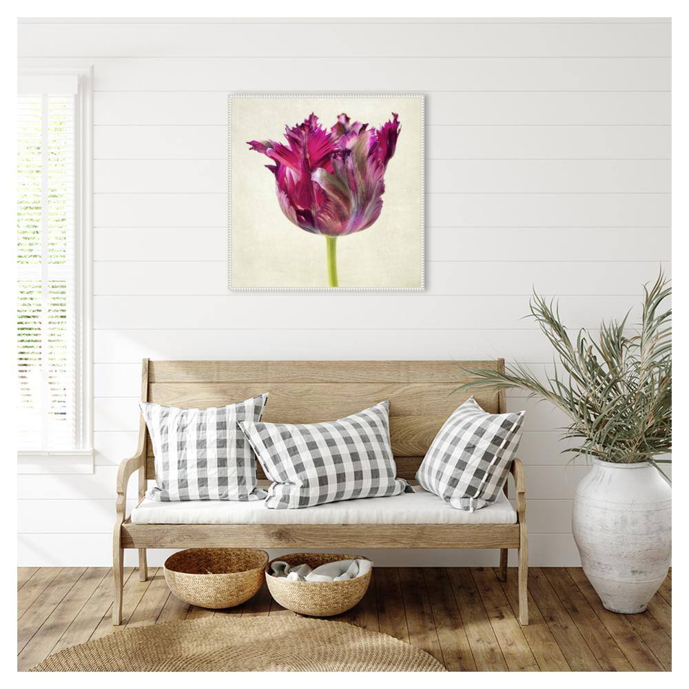 Single Parrot Tulip II 30" White Framed Canvas Wall Art