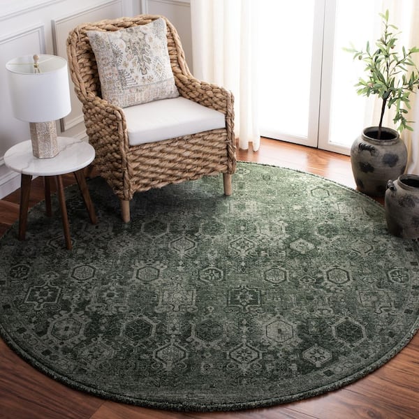 Vintage Overdye 7 ft. x 7 ft. Green Persian Round Rug