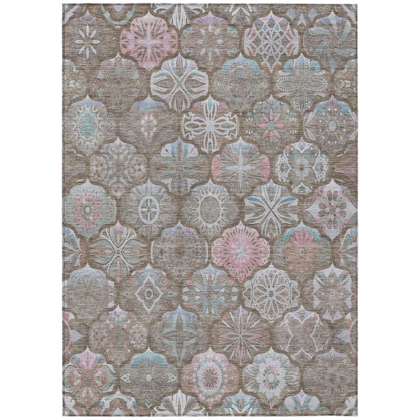 Chantille Machine Washable Indoor/Outdoor Abstract ACN2879 Brown 10 ft. x 14 ft. Area Rug