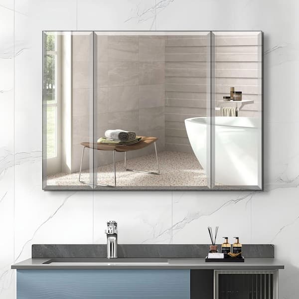 Unbranded 36 in. W x 26 in. H White Recessed/Surface Mount Installation Medicine Cabinet with Mirror Adjustable Aluminum