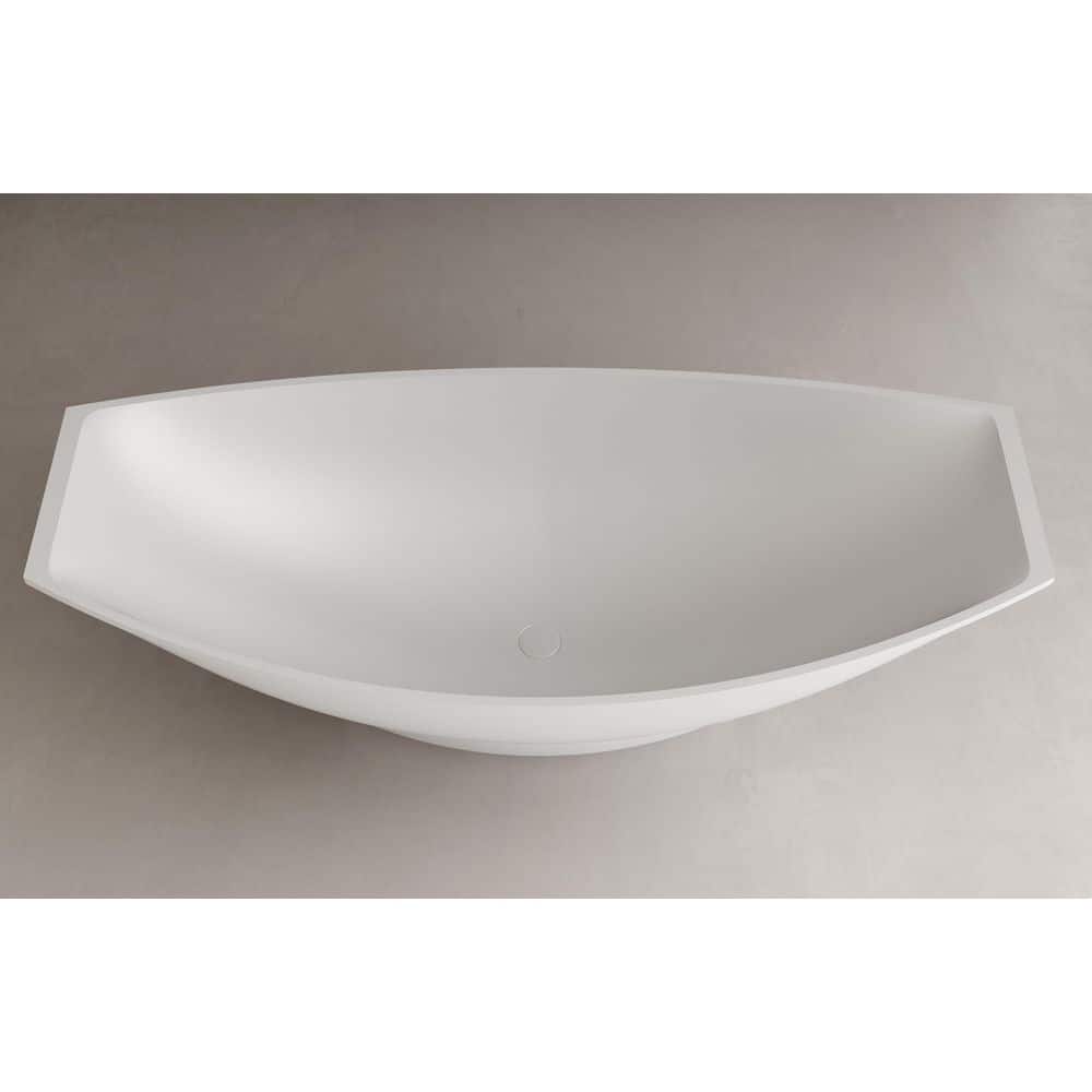 White Solid Surface Freestanding Hammock Style Bathtub