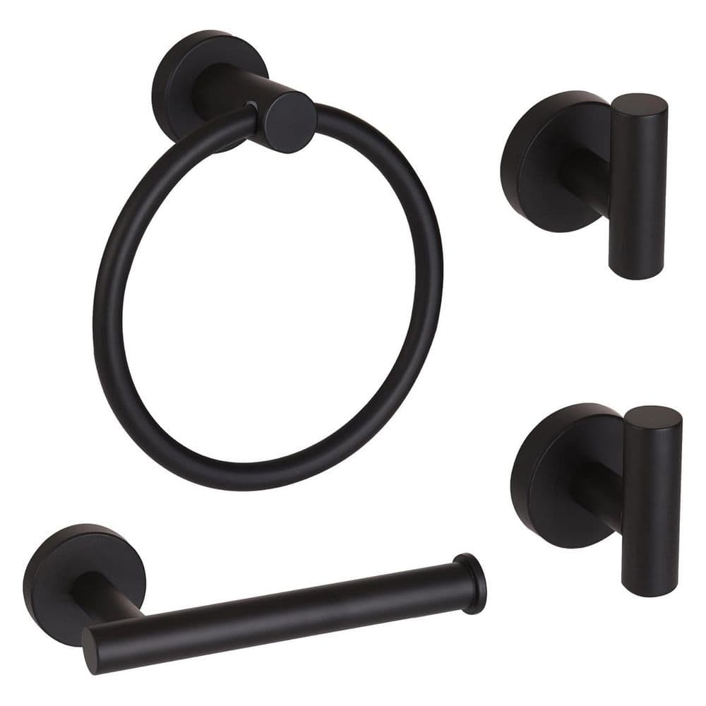4-Piece Wall Mount Stainless Steel Bathroom Towel Rack Set in Matte Black price history on PriceWatchPro