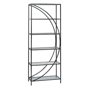 70 in. 6 Shelves Metal Stationary Black Shelving Unit