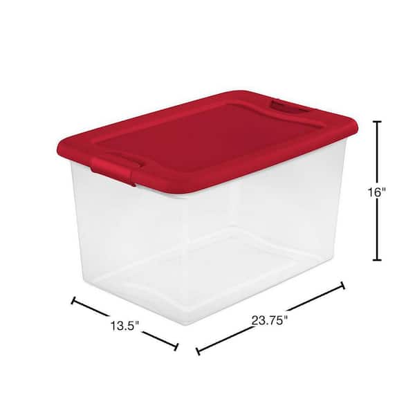 Sterilite 90 Qt. Storage Box with Clear Base and White Lid (4-Pack)