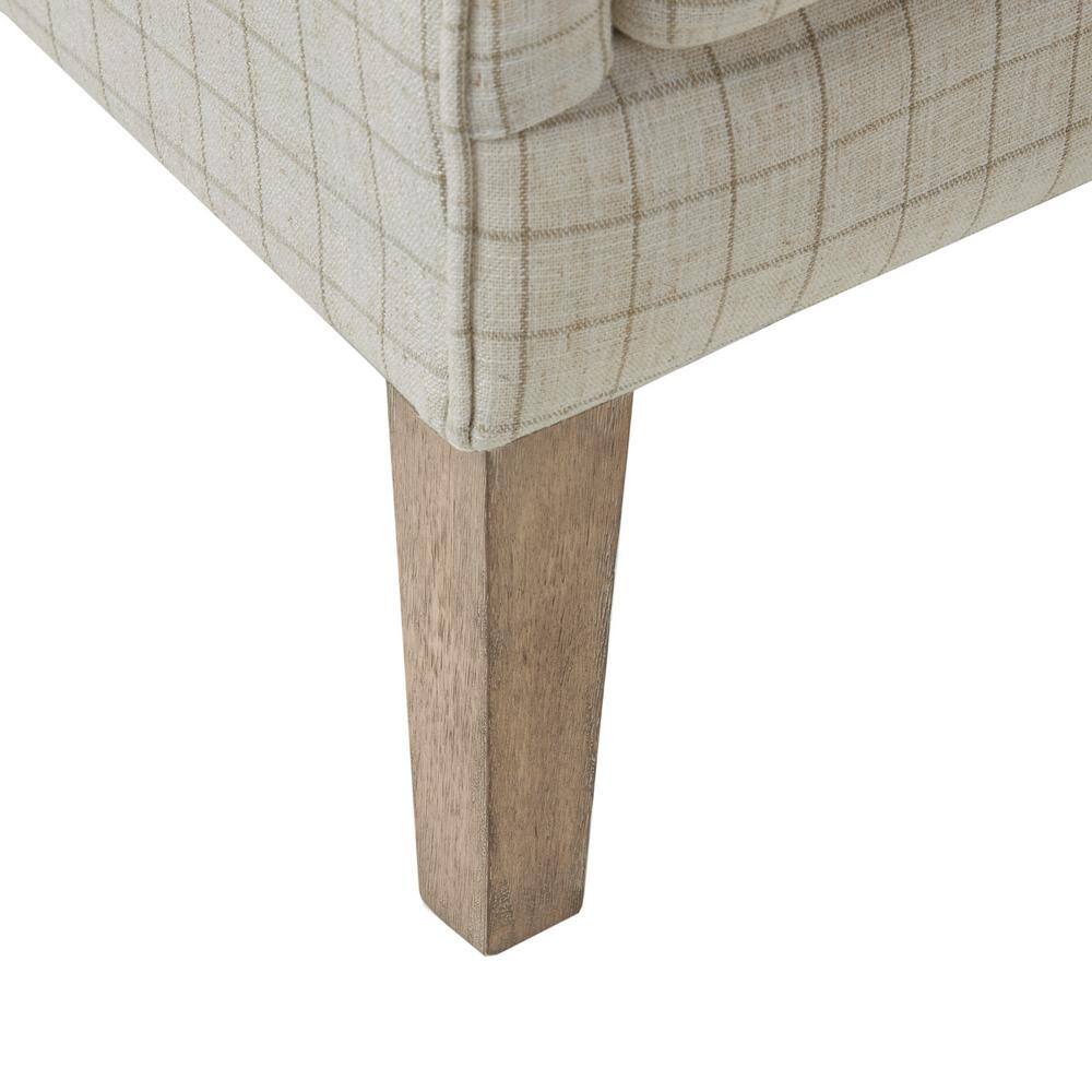 Gray Linen Wingback Accent Chair with Light Wood Legs