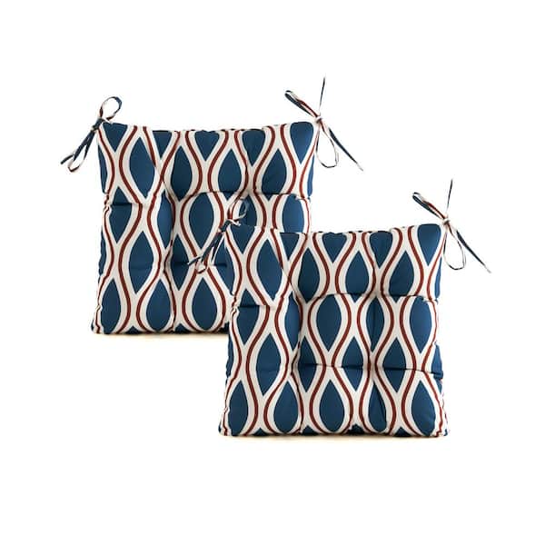 ARTPLAN Outdoor Cushions Round Back Seat Cushions Set of 2 Wicker Tufted Pillows for Outdoor Furniture Floral Blue Stripe
