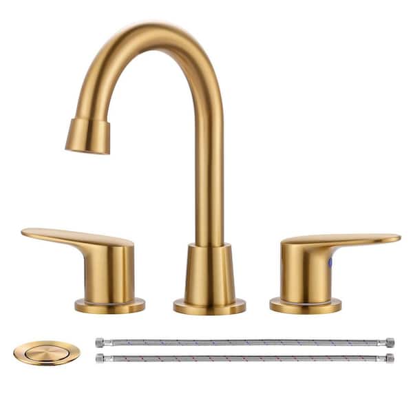 8 in. Widespread Bathroom Sink Faucet with 2-Handles in Brushed Gold