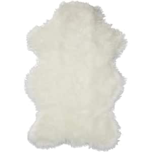 White 5 ft. x 7 ft. Made in France Faux Fur Luxuriously Soft and Eco Friendly Bear Pelt Area Rug