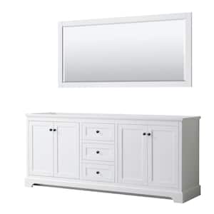 Avery 79 in. W x 21.75 in. D x 34.25 in. H Double Bath Vanity Cabinet without Top in White with 70 in. Mirror