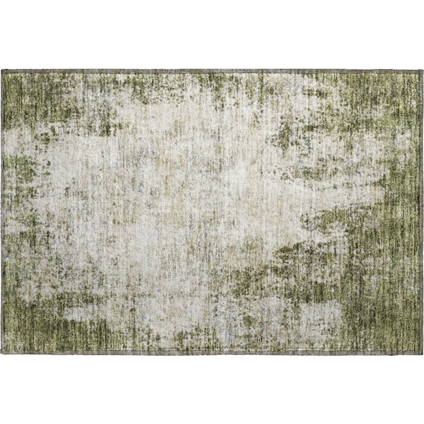 Addison Rugs Mayfield Premium Machine Washable Abstract AMF940 Olive 2 ft. x 3 ft. Area Rug