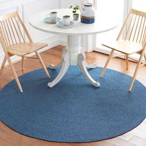 Braided Navy 5 ft. x 5 ft. Abstract Round Area Rug