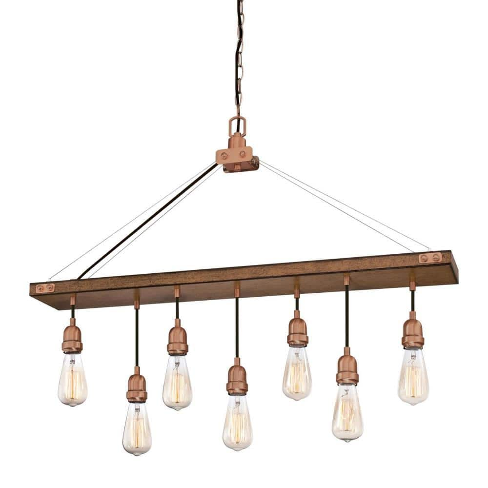 Westinghouse 6351400 Elway Seven-Light Indoor Chandelier  Barnwood Finish with Washed Copper Accents