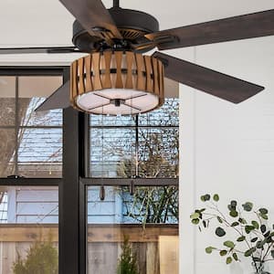 52 in. Indoor Oil Rubbed Bronze Max Mid-Century Modern Style Ceiling Fan with Light Kit