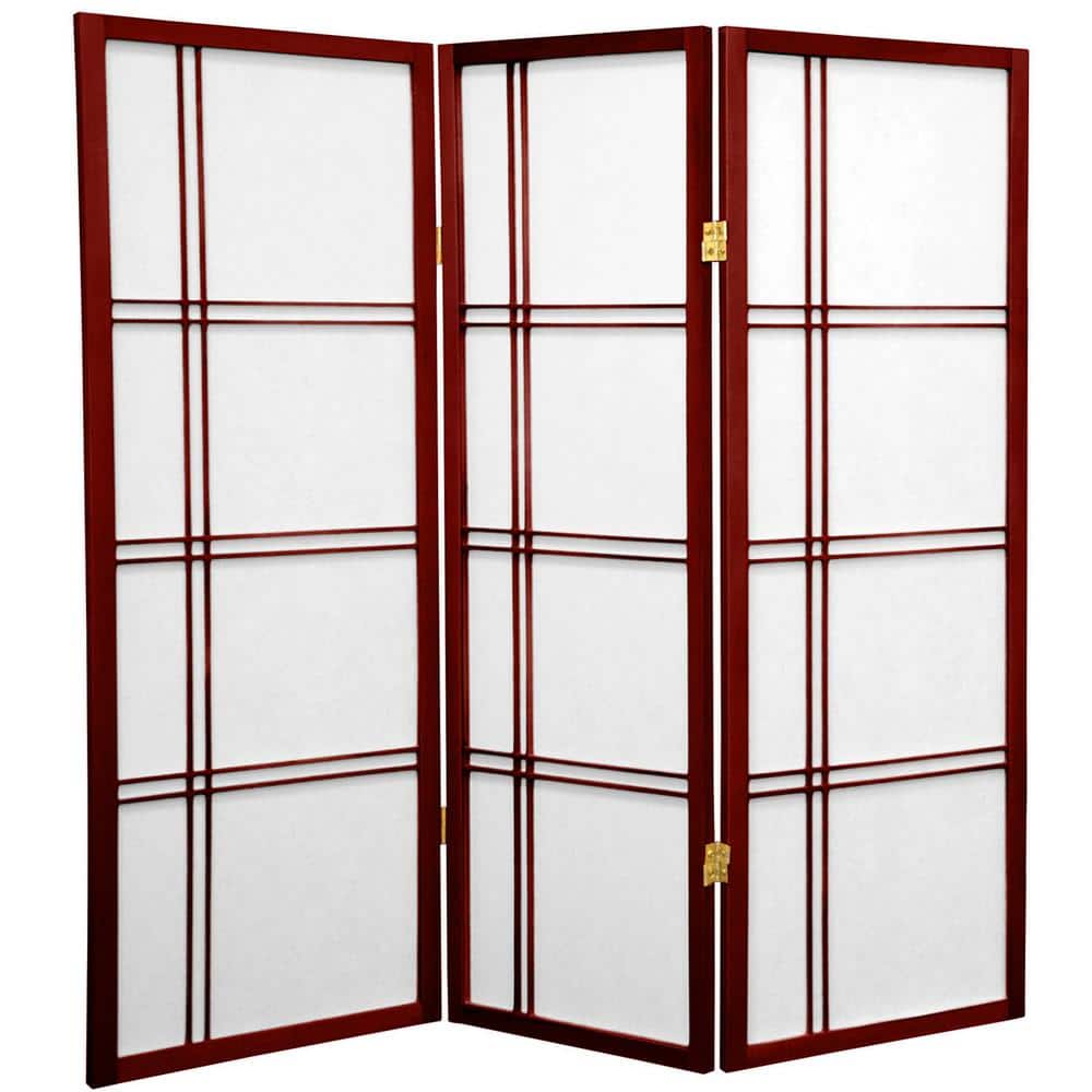 Oriental Furniture 4 ft. Short Double Cross Shoji Screen Rosewood 3