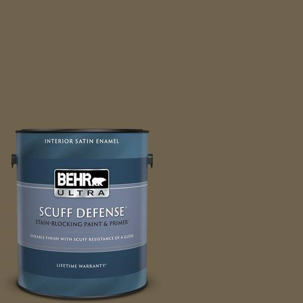 BEHR ULTRA 1 gal. Home Decorators Collection #HDC-AC-15 Peat Extra Durable Satin Enamel Interior Paint & Primer