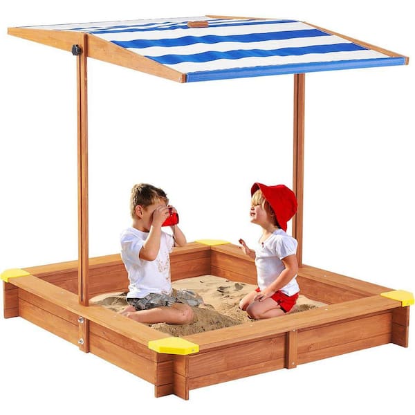 3.87 ft. W x 3.87 ft. L Wooden Kids Sandbox with Cover and