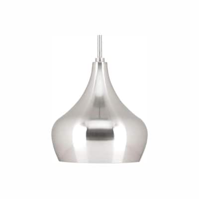 1-Light Brushed Nickel LED Pendant with Metal Shade
