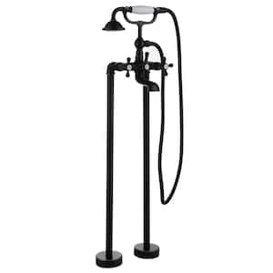 3-Handle Claw Foot Tub Faucet Freestanding Faucet with Hand Shower in. Oil Rubbed Bronze