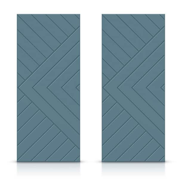 CALHOME 84 in. x 80 in. Hollow Core Dignity Blue Stained Composite MDF Interior Double Closet Sliding Doors