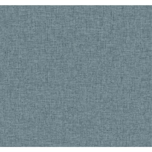 A-Street Prints Lela Navy Faux Linen Wallpaper Border Sample 2971